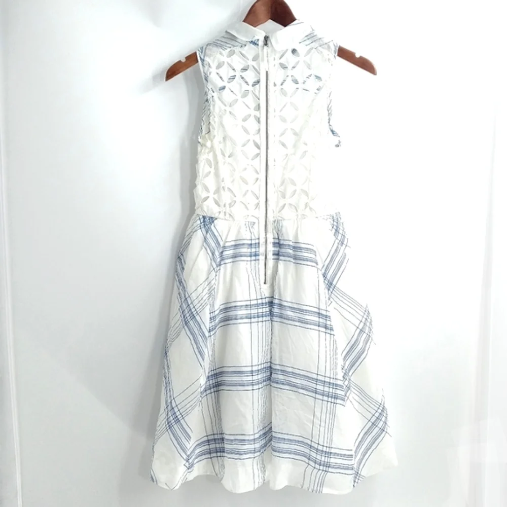 Anthropologie Moulinett Soeurs Dress Seapane Eyelet White Blue - Picture 10 of 15